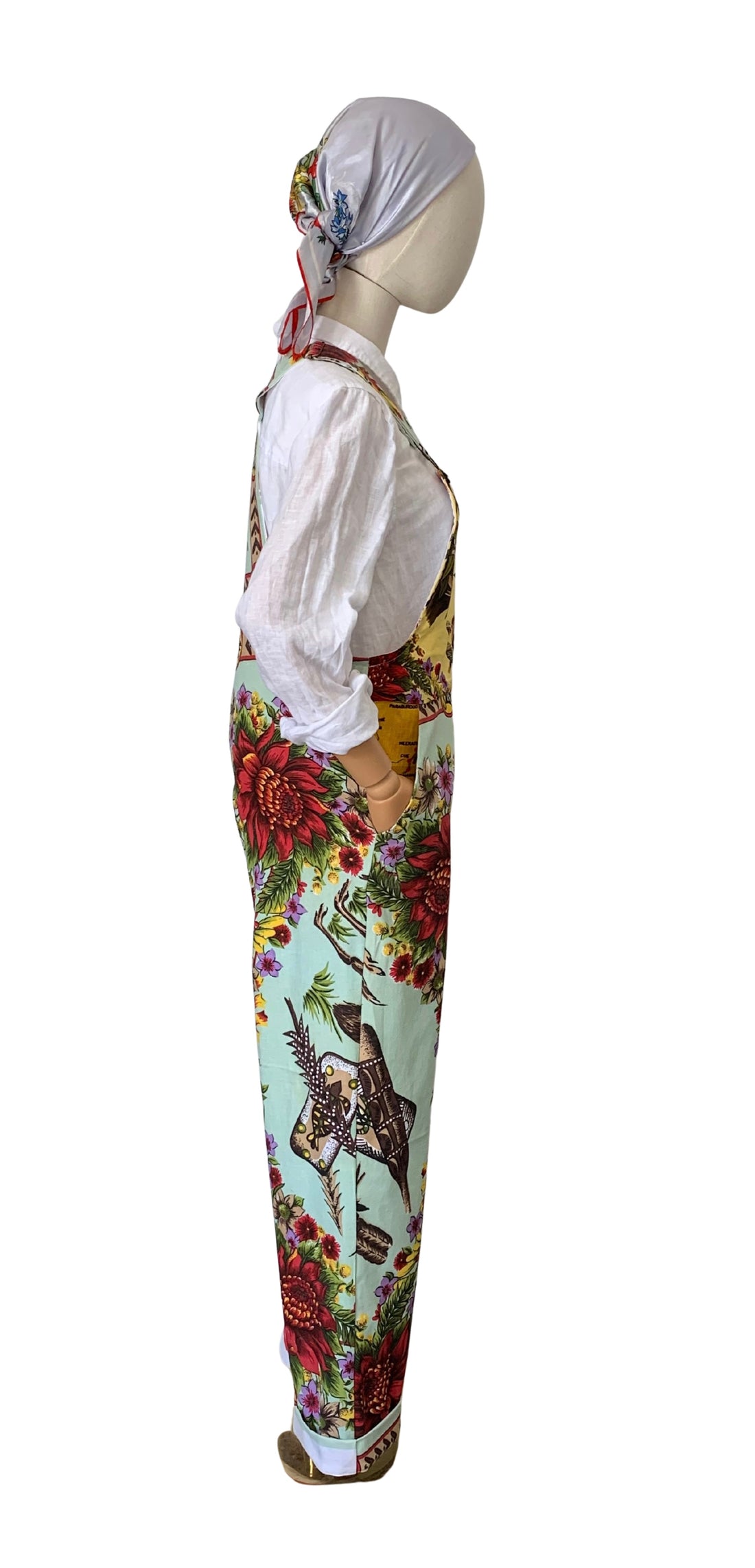 Lola Overalls Upcycled Vintage Tablecloth Edition