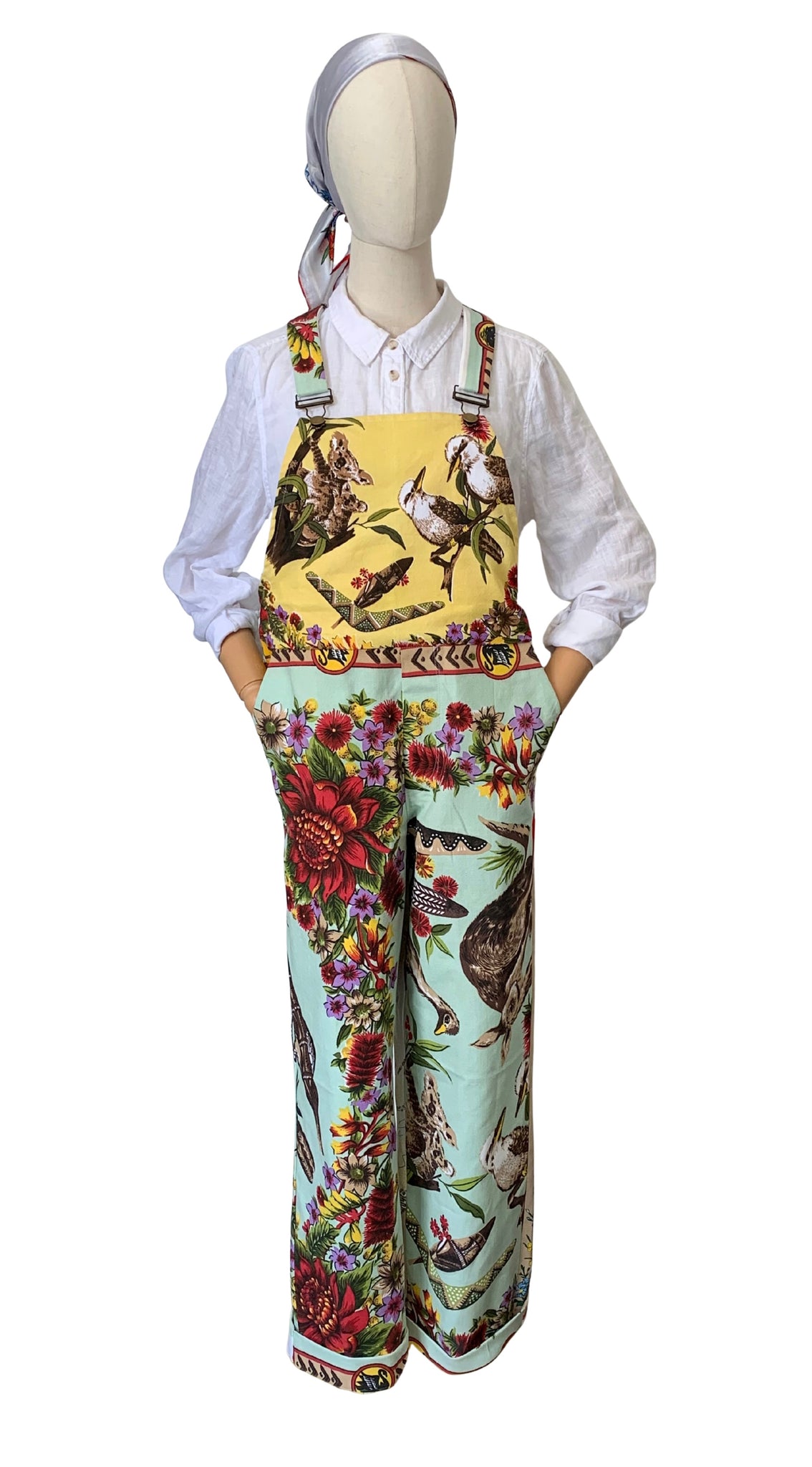 Lola Overalls Upcycled Vintage Tablecloth Edition