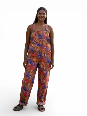 Lola Overalls – Desert Fringe-Rush Seed Dreaming (Size Medium AU 10–12)
