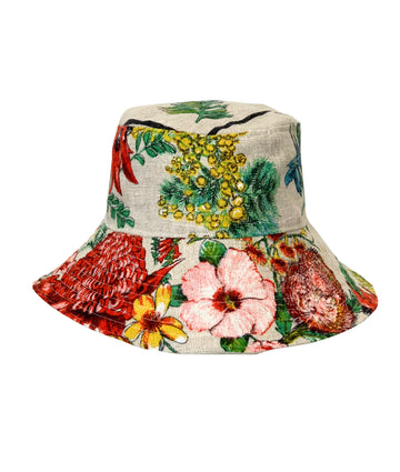 Vintage Linen Reversible Bucket Hat