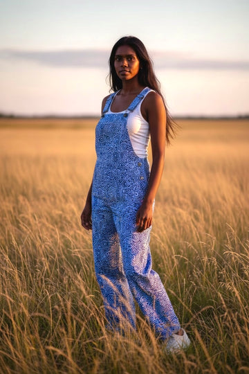 Overalls - Ngapa Jukurrpa (Water Dreaming) - Size Small