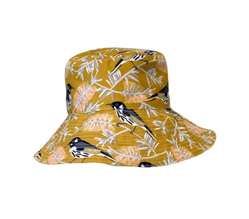 Tain Bucket Hat Reversible — New Holland Honeyeater + Possums & Wildfowers
