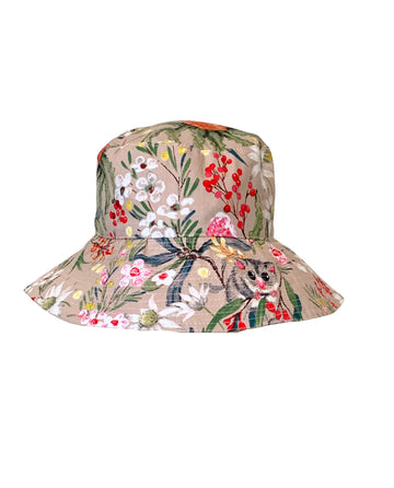 Tain Bucket Hat Reversible — Possums & Wildflowers, New Holland Honey Eater