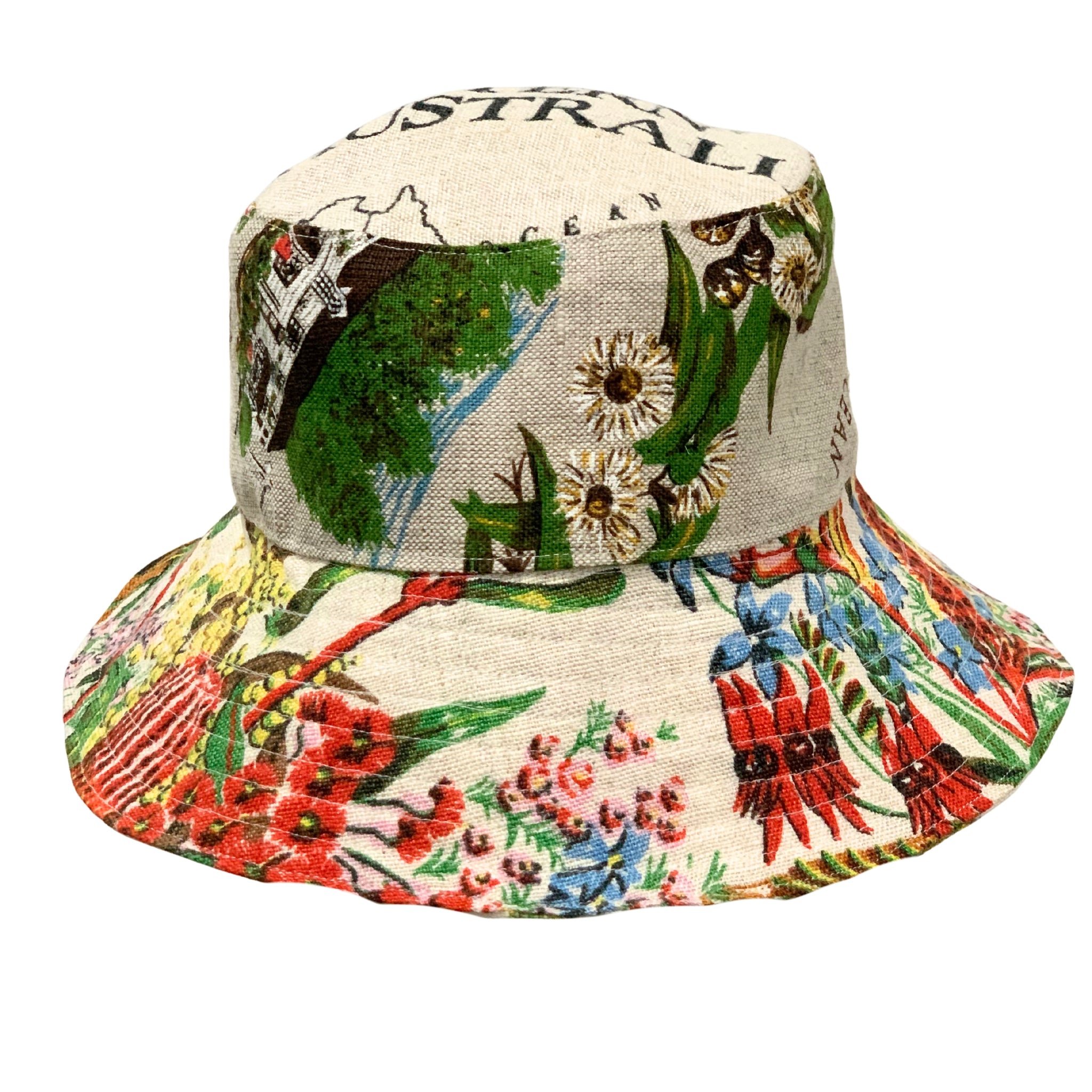 Upcycled Vintage Linen Bucket Hat