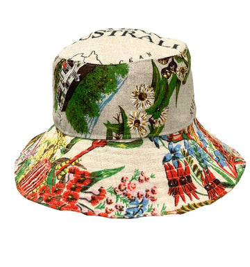 Upcycled Vintage Linen Bucket Hat