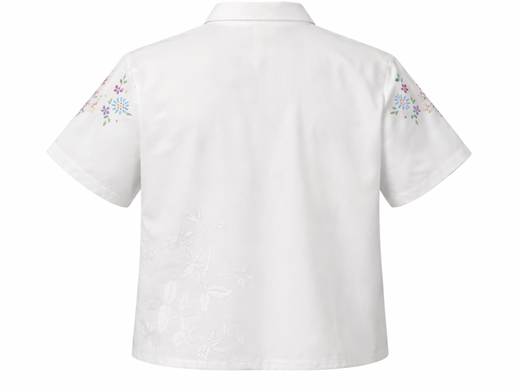 Ella Shirt – Upcycled Vintage Embroidery (Size 10)